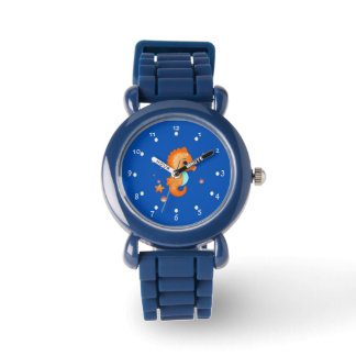 Schattig oranje zeepaardje horloge