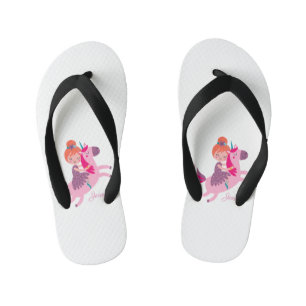 Schattig Oranjeharig Meisje Rijdt op een Eenhoorn Kinder Teenslippers