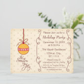 schattig ornament bauble, feestdag uitnodiging (Staand voorkant)