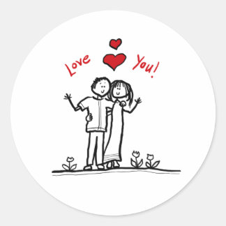 Schattig paar harten en hallo groeten ronde sticker