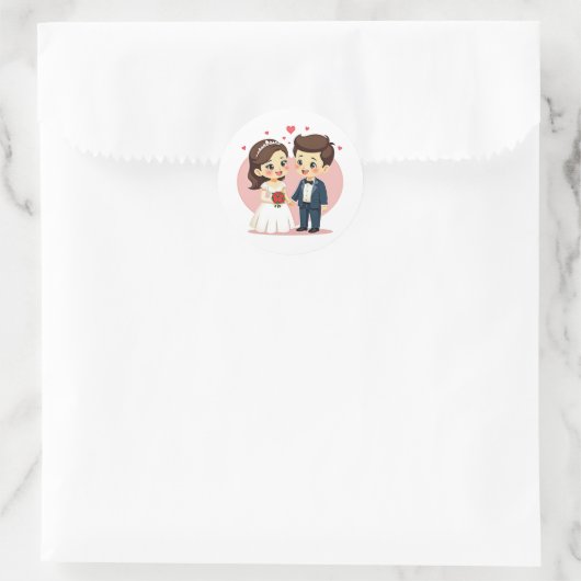 Schattig paar trouwstickers ronde sticker (Tas)