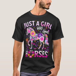 Schattig Paard Kleurrijk Gewoon Een Meisje Dat Van T-shirt