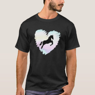Schattig Paard Liefhebber Hart Regenboog Paardrijd T-shirt