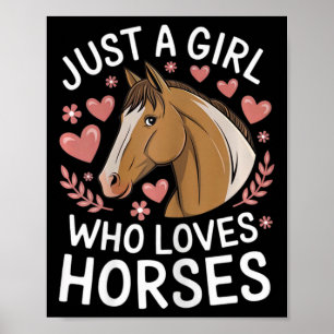 Schattig Paard Meisje Gewoon Een Meisje Dat Van Pa Poster