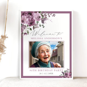 Schattig Paars Bloem Foto Verjaardag Welkom Elke L Poster