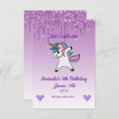 Schattig Paars Druipende Glitter Kwebbelende Eenho Kaart (Voorkant / Achterkant)