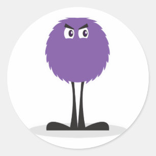 schattig paars monster ronde sticker
