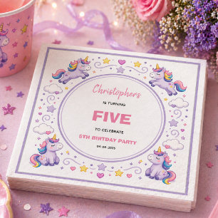 Schattig Paars Pastelkleur Magisch Eenhoorn 5e Ver Servet