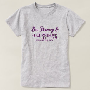 Schattig Paars Sterk en Moedig Eenvoudig Grijs T-shirt