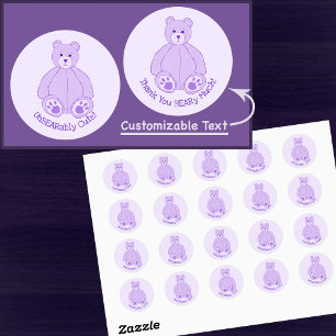 Schattig Paars Teddy Bear Ronde Sticker