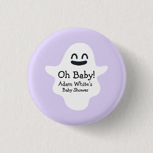 Schattig Paarse Oh Baby! Ghost Halloween Baby show Ronde Button 3,2 Cm