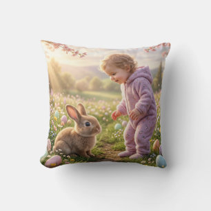 Schattig Paas Konijn en Kind Kussen