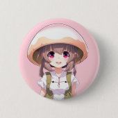 Schattig Paddestoel Meisje Anime Button - Fun Kawa (Voorkant)