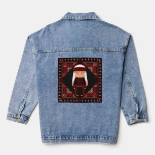 schattig Palestijns meisje Borduurwerk rode tatree Denim Jacket