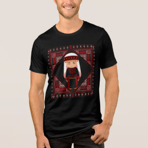 schattig Palestijns meisje Borduurwerk rode tatree Tri-Blend Shirt