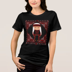 schattig Palestijns meisje Borduurwerk rode tatree Tri-Blend Shirt