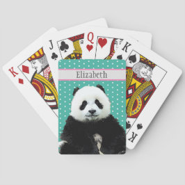 Schattig Panda Beer Blauwgroen Naam Kind Dierdier Pokerkaarten