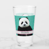Schattig Panda Beer Blauwgroen naam Kinder Dier Glas (Achterkant)