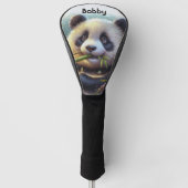 Schattig Panda Beer Eten Bamboe Persoonlijk Golfheadcover (Voorkant)