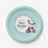 Schattig Panda Beer gepersonaliseerd Baby shower Papieren Bordje (Voorkant)
