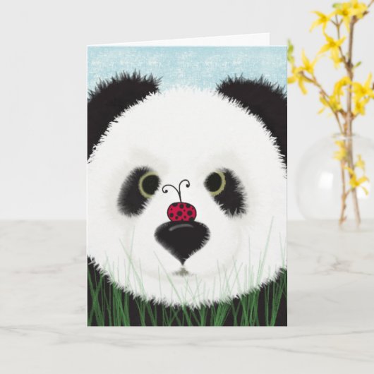 Schattig Panda Beer Kaart (Gele Bloem)