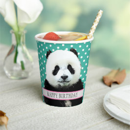 Schattig Panda Beer Kind Happy Birthday Animal Papieren Bekers
