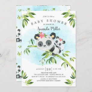 Schattig Panda Beer Meisjes Baby shower Kaart
