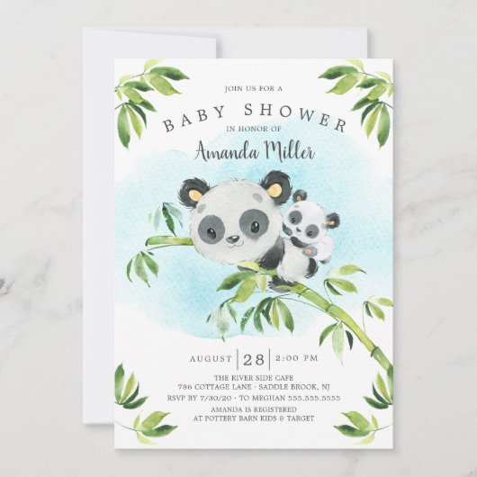 Schattig Panda Beer Neutraal Baby shower Kaart (Voorkant)