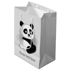 schattig panda beer voegt tekst Medium Gift Bag to Cadeauzakje