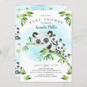 Schattig Panda Beren Triplets Baby shower Kaart