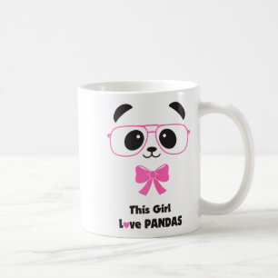 Schattig Panda-lievend Meisje Grappige Bril Boog V Koffiemok