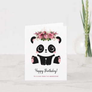 Schattig panda-meisje Gefeliciteerd  Kaart