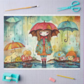 Schattig Papier Doll Meisje Waterverf Collage Deco (Craft)