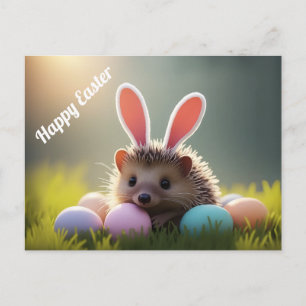 Schattig Pasen Egeltje met Gekleurde Eieren Briefkaart