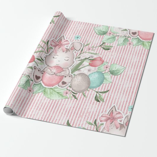 Schattig Pasen konijn Cadeaupapier (Uitgerold)