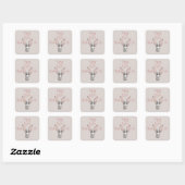 Schattig Pasen Konijn in Minimalistische Stijl Vierkante Sticker (Vel)