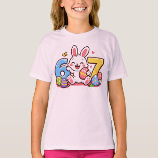 Schattig Pasen Konijn Kind 67 Meme T-shirt