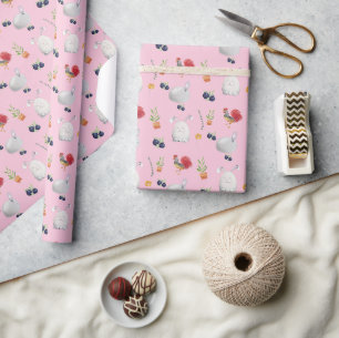 Schattig Pasen Konijn Watercolor Kunstpatroon Cadeaupapier