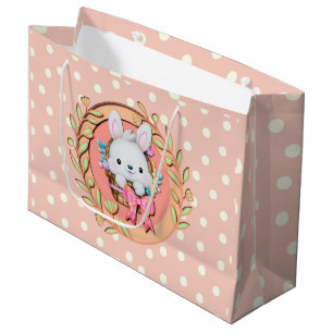 Schattig Pasen Konijn Zit in de Mand Groot Cadeauzakje