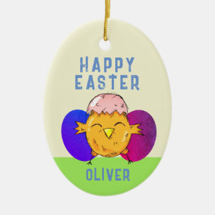 Schattig Pasen Kuiken en Eieren Gelukkig Pasen Keramisch Ornament