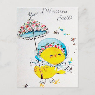 Schattig Pasen kuiken Vakantie ansichtkaart retro  Feestdagenkaart