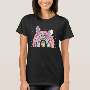 Schattig Pasen Regenboog Schattig Ei Konijnenoren T-shirt