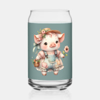 Schattig Pastel Biggetje in Cottagecore Overall