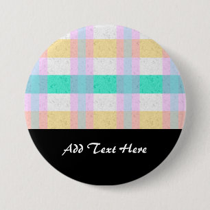 Schattig pastel blauw geel teal ruitpatroon ronde button 7,6 cm