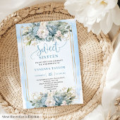 Schattig Pastel Blauw Wit Bloemzoet 16 Invites Kaart