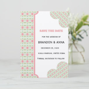 Schattig Pastel Bloemmotief Naadloos Patroon zoete Save The Date