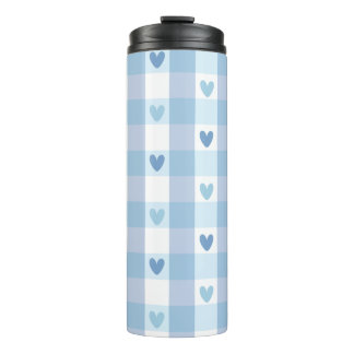 Schattig Pastel Geruit Liefdesontwerp Thermosbeker