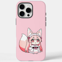 Schattig Pastel Roze Chibi VosMeisje iPhone 16 Pro Max Hoesje