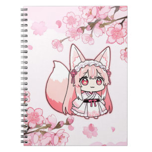 Schattig Pastel Roze Chibi VosMeisje Notitieboek