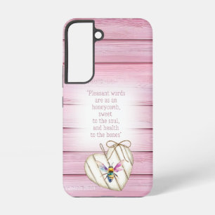 Schattig Pastel Roze Houten Hart Regenboog Bij Gel Samsung Galaxy Hoesje